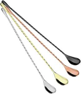 Cuchara mezcladora de cóctel de acero inoxidable, proveedor mayorista, fabricante de barra de diseño trenzado, tamaño agitador para revolver - Product Image 5