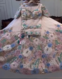 Elegante Espejo Real Bordado Lentejuelas Trabajo Con Cancan & Canvas Patta Indian Pakistani Ropa Lehenga Choli para Mujeres - Product Image 1