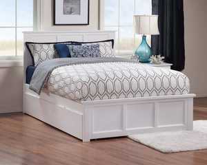 Cama nido doble XL tradicional hecha a mano con cabecero de panel blanco – Estructura de madera maciza - Product Image 1