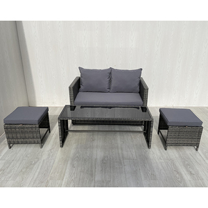 Ensemble de 4 meubles de patio modernes en osier et rotin pour cour, villa, salon, école, canapé, table basse - Product Image 1