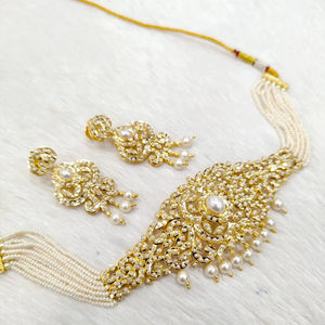 Elegante conjunto de joyas de piedra AD para mujer Hermoso collar indio y aretes Combo para bodas y ocasiones festivas - Product Image 1