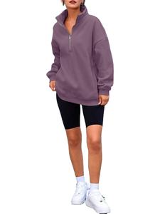 Sweat-shirts à demi-zip pour femmes avec logo personnalisé - Vêtements de sport respirants en gros pour l'extérieur - Product Image 5