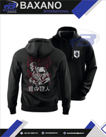 Sweat à capuche surdimensionné Streetwear Anime Hoodie Homme Armored Titan Noir Unisexe Anime Hoodie Polaire de haute qualité Logo personnalisé