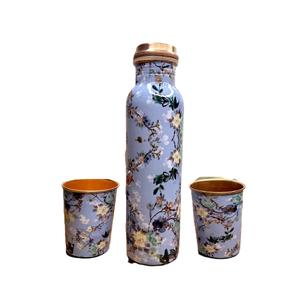 Botella de agua de cobre hecha a mano más vendida con acabado de esmalte decorativo de alta capacidad para agua potable - Product Image 6