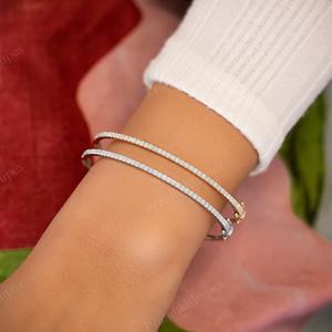 Bracelet jonc en moissanite à coupe ronde, design classique, best-seller 2026, simple, ligne unique, diamant, bracelet tendance, bijoux de mode - Product Image 6