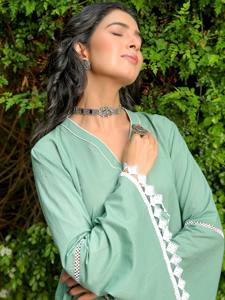 Dusty Jade Kurta con conjunto de pantalón para mujeres y niñas nueva llegada verano y primavera desgaste Co Ord conjunto para mujeres a precio al por mayor - Product Image 3