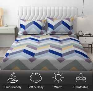 Ensemble de draps de lit 3 pièces en coton de qualité élégante Impression florale solide Style classique Confortable et idéal pour les cadeaux - Product Image 2