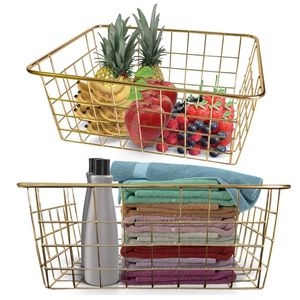 Cesta de Frutas de Alambre Metálico Dorado de Lujo, Apilable, Organizador de Cocina y Decoración de Mesa para Verduras y Frutas - Product Image 1