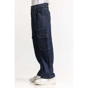 Pantalones Cargo Vaqueros Azules Básicos WM-JNS-SS24-015 de Cintura Alta y Estilo Simple - Product Image 3