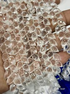 คริสตัลควอตซ์ธรรมชาติทรงหยดน้ำเจียระไนแบบแฟนซี ขนาดประมาณ 6x9 มม. ความยาว 8 นิ้ว - Product Image 3