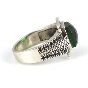Men's 925 Sterling <b>Silver</b> <b>Ring</b> with Four-Pointed <b>Emerald</b> Cut Synthetic Stone-Everyday Wear GRS Certified Turkey Made - Product Image 4