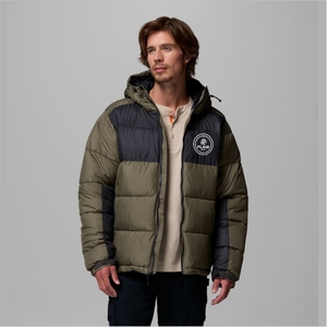 Men's High Quality <b>Denim</b> Puffer <b>Jacket</b> Vintage Style Hooded Collar Front Embroidered Logo Solid Pattern Winter Closure Zipper - Product Image 6