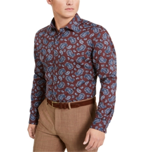 Bar III <b>Men's</b> Slim Stretch Casual Dress <b>Shirt</b> Red Size 3XL <b>High</b> <b>Collar</b> Short Sleeves Anti-Wrinkle Poplin Fabric ODM Supply - Product Image 4