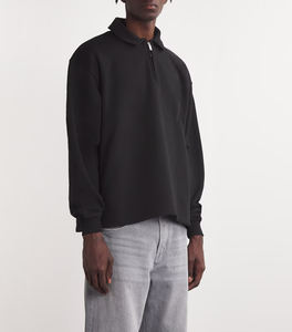 Sweat-shirt à capuche unisexe à col zippé et manches longues avec col montant et intérieur en polaire douce - Product Image 3