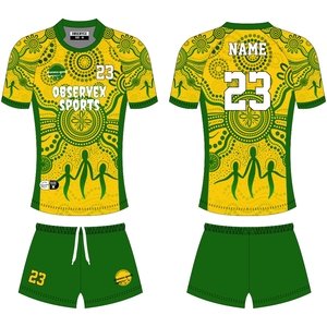 Camiseta de fútbol y pantalones cortos de entrenamiento para hombre, uniforme de Rugby con estampado de sublimación personalizado, ropa de fútbol de Rugby inspirada en la Liga de Francia - Product Image 3