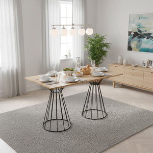 Juego de Mesa de Comedor Moderno Minimalista de Madera de Nogal de 140x70cm con Patas de Hierro, Ensamblado-BA68192 - Product Image 2