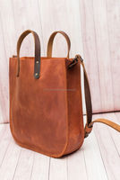 Sac fourre-tout décontracté en cuir véritable pour femme, style vintage élégant et minimaliste, avec logo personnalisé, durable, pour usage quotidien, couleur unie, portable