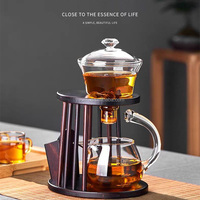 Tetera de Levitación Magnética con Base de Madera, Vidrio Soplado a Mano Resistente al Calor, para Preparar Té