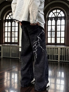 Nouveau jean droit surdimensionné déchiré à taille haute pour homme, style streetwear gothique personnalisé, collection 2026 - Product Image 5