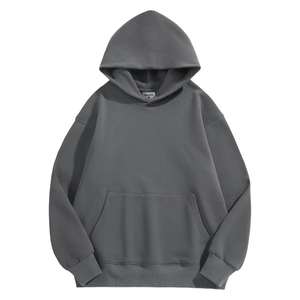 Sweat-shirts à capuche gris de qualité supérieure, streetwear, logo personnalisé, imprimé, molleton, épaules tombantes, lourds, surdimensionnés, pour hommes - Product Image 2