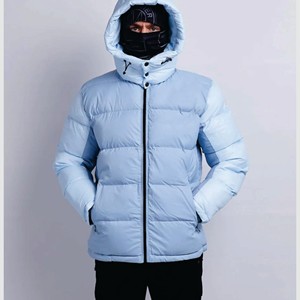 2026 bébé bleu manteau bouffant surdimensionné pour hommes veste rembourrée de créateur lourd avec capuche bulle brillante - Product Image 2