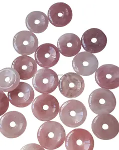 Big 50mm Latest Natural Gemstone Donut Pendant Jewelry Crystal Rose Quartz healing Pi stone Medallion pendant Orgone