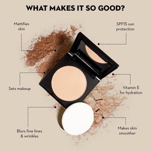 แป้งอัดแข็งเนื้อแมตต์ SPF15 แป้งมิเนอรัลโปร่งแสงสำหรับเซ็ตเมคอัพ - Product Image 2