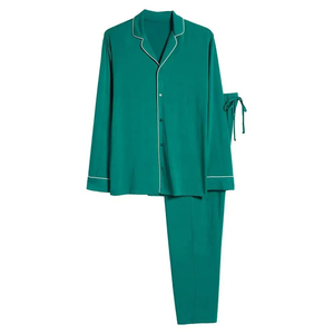 Nouveautés Pyjama Homme Deux Pièces à Manches Longues en Soie/Coton Respirant Thermique de Haute Qualité Vêtement Casual Léger - Product Image 6