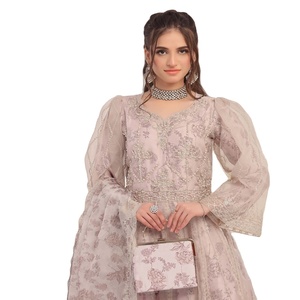 Motis Fashion Luxury Organza Maxi Dress Salwar Kameez ZARLISH Trajes indios de 3 piezas para mujeres Ropa de fiesta con estilo - Product Image 1