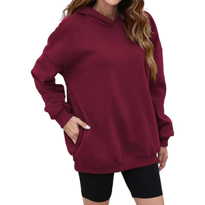 Factory Wholesale Oversized Long <b>Hoodie</b> Women Plain Dyed 100% Cotton Soft Fabric Comfortable Customized Logo Printing - Product Image 2