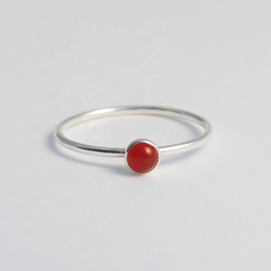 Bague d'orteil en cornaline naturelle en argent sterling 925 4 mm Cabochon Gemstone Bezel Set Fine Jewelry Wedding Gift Made India Engagement - Product Image 1