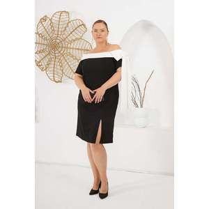 Vestido de Noche Elegante RMG Talla Grande Negro de Poliéster Elástico Tejido para Ocasiones Formales y Fiestas - Product Image 1