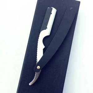 Navaja de Barbero con Logotipo Personalizado, Acero Inoxidable Negro Mate, Hoja Única para Cara, Axilas y Cuerpo, Material Metálico - Product Image 1