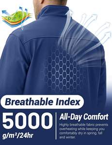 Chaqueta Softshell Personalizada de Otoño, Estilo Urbano, Piel de Becerro, Cuello Alto, Logotipo Frontal, Transpirable, Impermeable, con Cremallera, Lavada, Unisex, 340g - Product Image 5