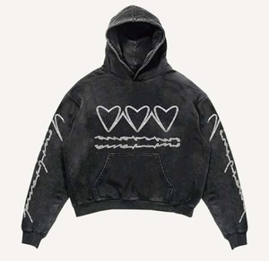 Sudadera con capucha recortada de ajuste cuadrado de gran tamaño de fabricantes personalizados para hombres Diseño desgastado lavado con ácido Uso digital de invierno - Product Image 4