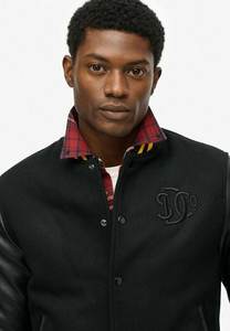 แจ็กเก็ตขนสัตว์ปักลายสำหรับผู้ชาย, แจ็กเก็ตทีมเบสบอลที่มีแขนหนังดีไซน์อเมริกันสำหรับผู้ชาย - Product Image 4