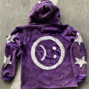 Sweat-shirt personnalisé avec logo, 450 g/m², pour homme, lourd, broderie usée, couture vintage, patch, lavage à l'acide, hiver, 100 % coton, écologique - Product Image 4