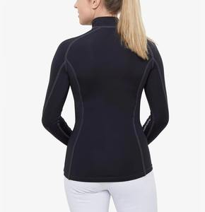 Camisa Ecuestre de Manga Larga Personalizada para Mujer, Ropa de Alto Rendimiento con Costuras en Contraste, Capa Base de Nailon Negro con Malla - Product Image 2