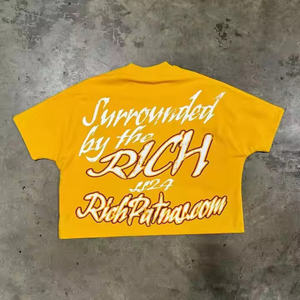 Haute qualité léger personnalisé respirant toile hommes T-Shirts surdimensionné en détresse broderie imprimé strass solide - Product Image 5