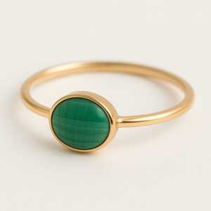 Bague en or 14 carats de haute qualité avec pierre précieuse verte Malachite à la mode excellente pour les femmes et les filles pour les mariages - Product Image 2