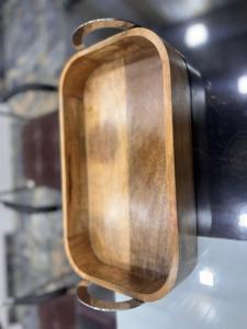 Plateau de service rectangulaire élégant en bois d'acacia fait à la main pour le petit-déjeuner, le lit, les fêtes, la restauration, passe au lave-vaisselle, vaisselle pour boissons - Product Image 4