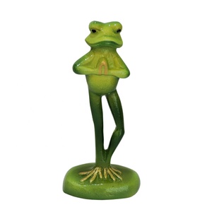 Figurine de grenouille en aluminium vert élégante, décoration d'intérieur, sculpture, statue d'animal moderne pour la décoration de table de bureau à domicile, vente en gros - Product Image 5
