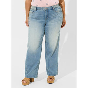 Pakistan tannerie Logo personnalisé respirant léger grande taille automne dames taille haute Denim Baggy jambe large ample droite privé - Product Image 2