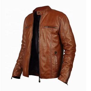 Anti-wind Breathable <b>Thin</b> Stand Collar Waterproof Eco-Friendly Leather <b>Jacket</b> for <b>Men</b> Autumn Winter Classic Design - Product Image 5