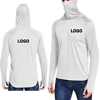 Camiseta de pesca con capucha y máscara, logotipo personalizado, manga larga, protección UV UPF50+, secado rápido, transpirable, poliéster, spandex, rash guard