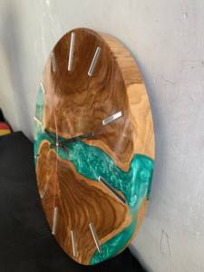 HORLOGE MURALE MODERNE 8 POUCES TECK BOIS RÉSINE - Product Image 2