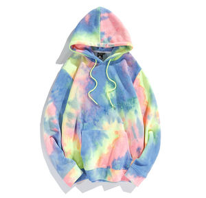 Sweat-shirts tie-dye tendance 2025, sweat-shirts à capuche pour hommes, poche kangourou, tie-dye, polaire d'agneau, sweat-shirt surdimensionné et moelleux, vente en gros - Product Image 5