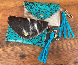 2024 nouveau Design sac à main en cuir de vachette avec porte-clés Western Full Grain véritable portefeuille en cuir Floral en relief pour les femmes - Product Image 3