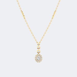 สร้อยคอจี้ทรงกลม 0.70CTW ประดับด้วยวงแหวนและกรอบแบบวงกลม - Product Image 1