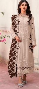 Organza pesada paquistaní con traje bordado con pesado Santoon Pent con bordado de organza pesado con trabajo de secuencia Dupatta - Product Image 5